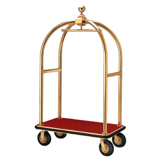 Dome Head Stainless Steel Hotel Luggage Service Cart